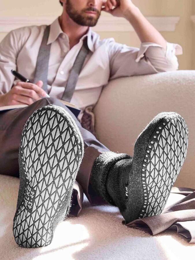 Falke Merino wollen sokken met gripzolen Gray Heren - Foto 3