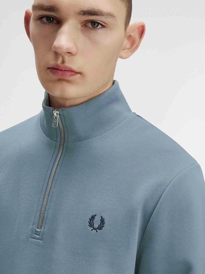 Fred Perry 1 2 Zip Sweatshirt Blauw- Heren Blauw - Foto 3