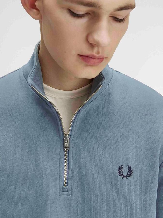 Fred Perry 1 2 Zip Sweatshirt Blauw- Heren Blauw - Foto 4