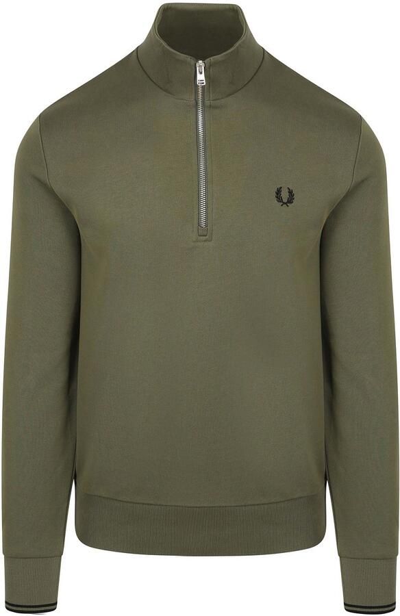 Fred Perry Sweaters Half Zip Trui Donkergroen Z50