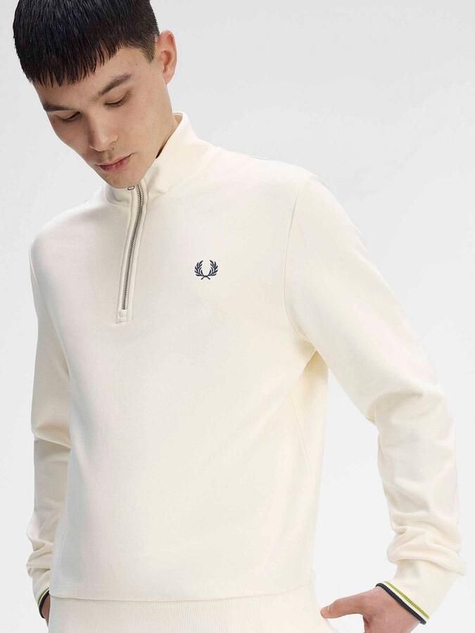 Fred Perry Half Zip Trui Ecru 46A - Foto 2