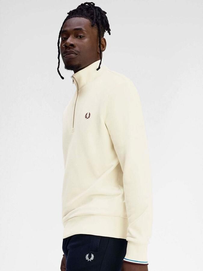 Fred Perry Half Zip Trui Ecru - Foto 2