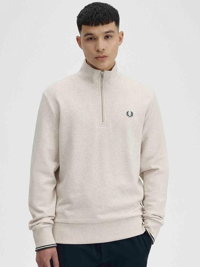 Fred Perry Core 1 2 Zip Polo Shirt White- Heren White - Foto 2