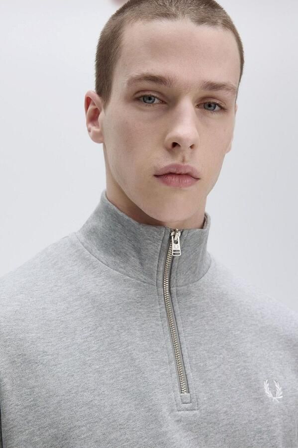 FRED PERRY Heren Truien & Vesten Half Zip Sweatshirt Lichtgrijs - Foto 6