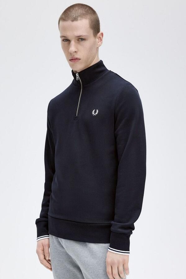 FRED PERRY Heren Truien & Vesten Half Zip Sweatshirt Donkerblauw - Foto 6