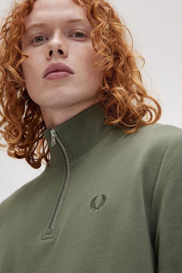 FRED PERRY Heren Truien & Vesten Half Zip Sweatshirt Groen - Foto 2