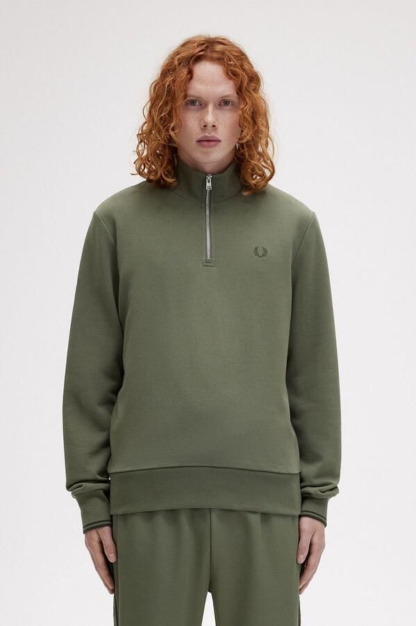 FRED PERRY Heren Truien & Vesten Half Zip Sweatshirt Groen