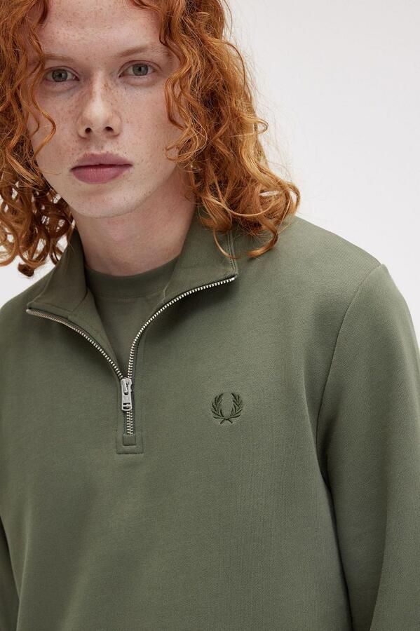 FRED PERRY Heren Truien & Vesten Half Zip Sweatshirt Groen - Foto 2