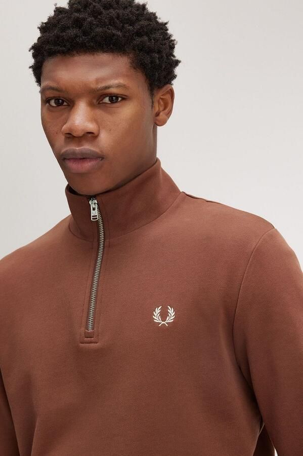 FRED PERRY Heren Truien & Vesten Half Zip Sweatshirt Roest - Foto 4