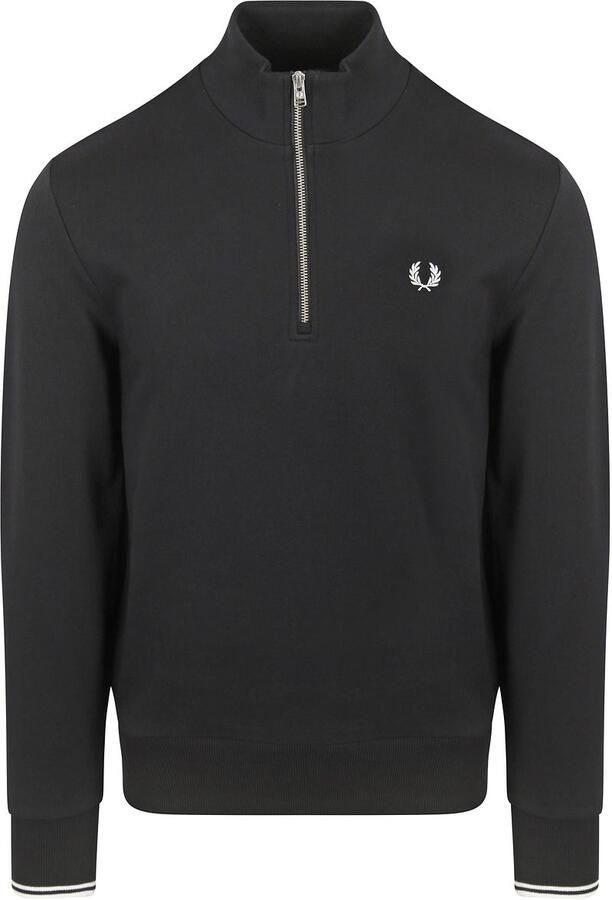 Fred Perry Half Zip Sweater Zwart Katoen Black Heren