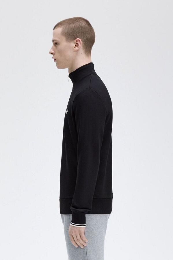 Fred Perry Half Zip Sweater Zwart Katoen Black Heren - Foto 4