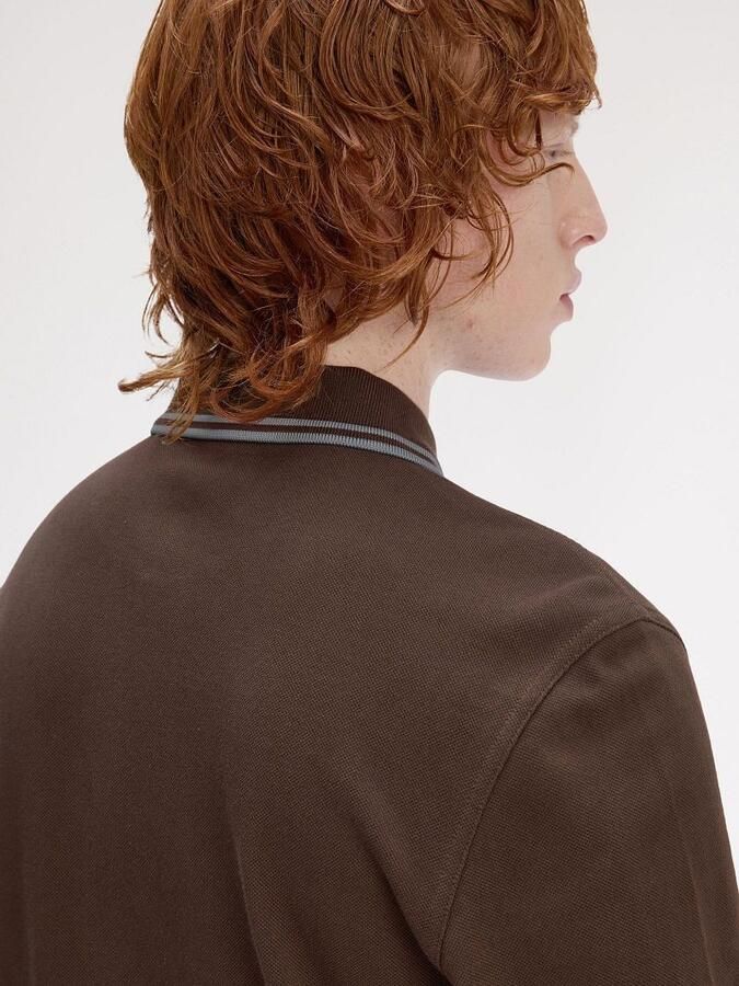 Fred Perry Longsleeve Polo Bruin 49A - Foto 4