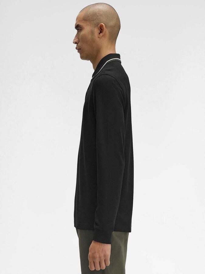Fred Perry Polo Shirt Lange Mouw Long Sleeve Twin Tipped Polo Shirt Black Ecru Green - Foto 5