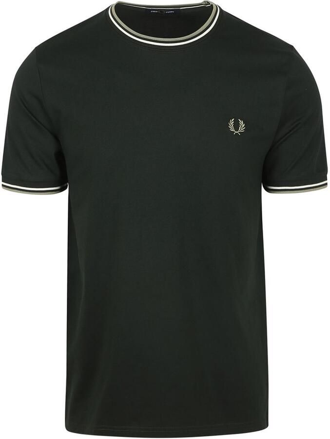 Fred Perry T-shirt M1588 Twin Tipped T-shirt Donker Groen - Foto 3