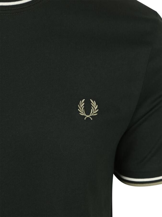 Fred Perry T-shirt M1588 Twin Tipped T-shirt Donker Groen - Foto 2