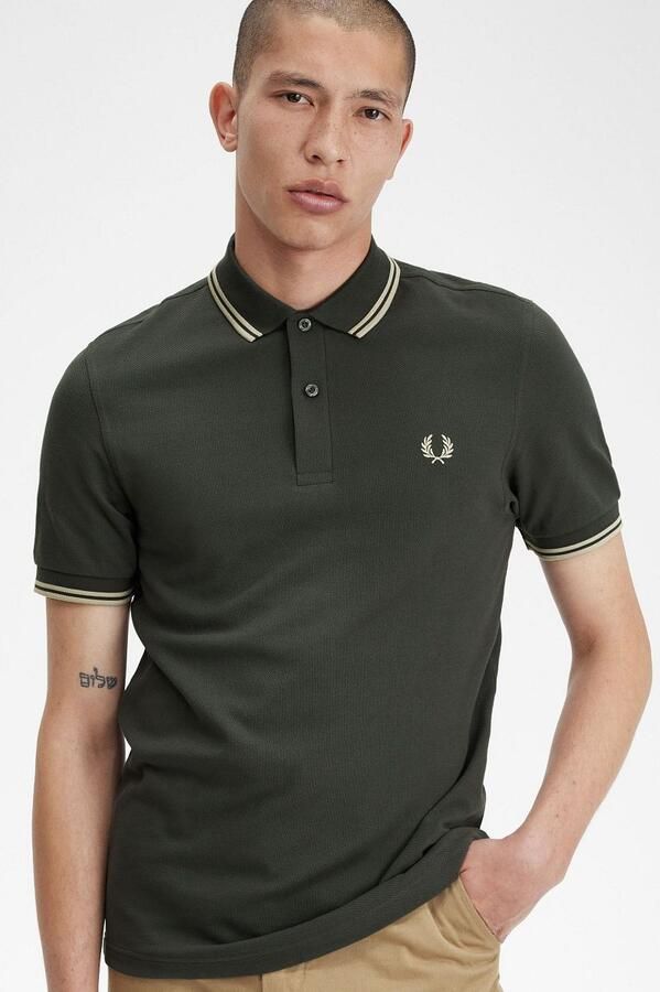 Fred Perry Heren Polo & T-shirts The Twin Tipped Shirt Green Heren - Foto 5