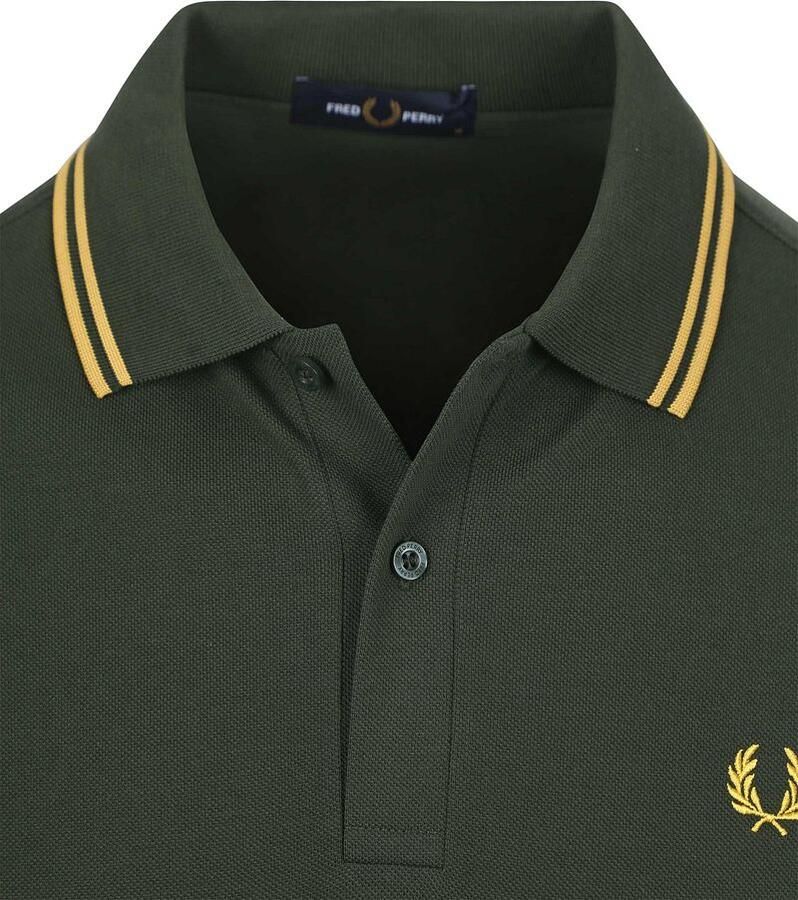 Fred Perry Groen Poloshirt met Dubbele Streep Green Heren