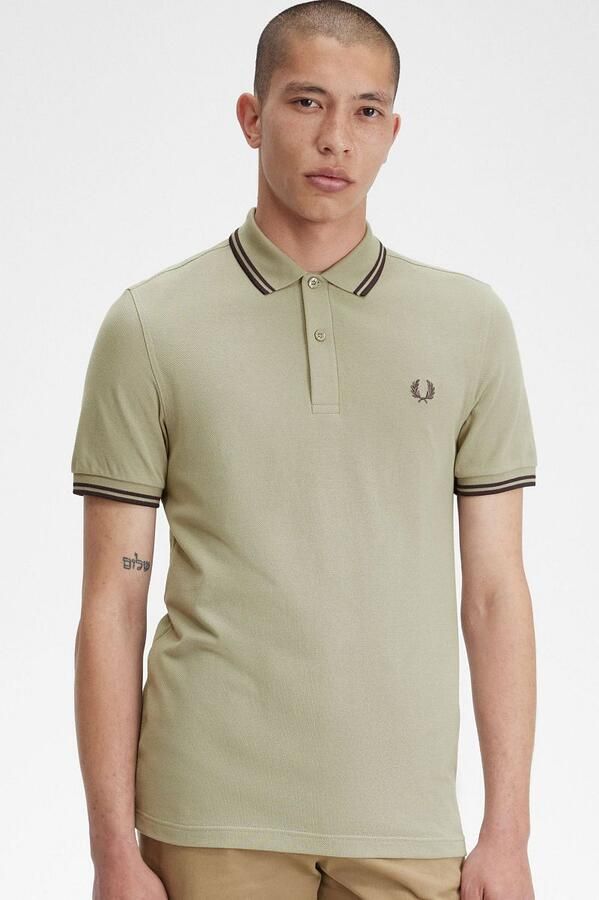 Fred Perry Twin Tipped Short Sleeve Polo Shirt Heren Brown- Heren Brown - Foto 2