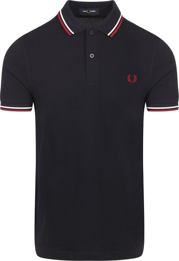 Fred Perry Twin Tipped Short Sleeve Polo Shirt Heren Navy- Heren Navy
