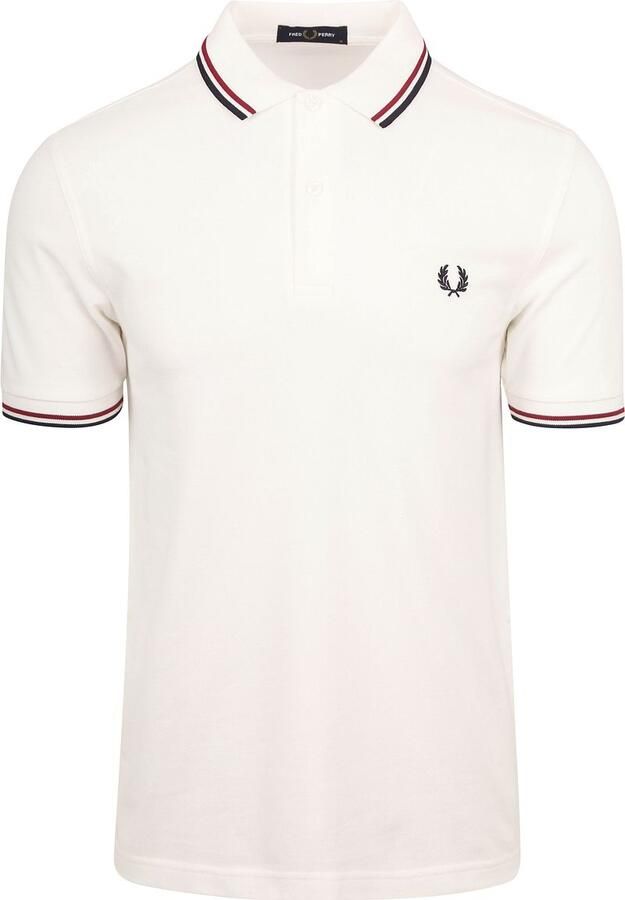 Fred Perry Twin Tipped Short Sleeve Polo Shirt Heren White- Heren White - Foto 3