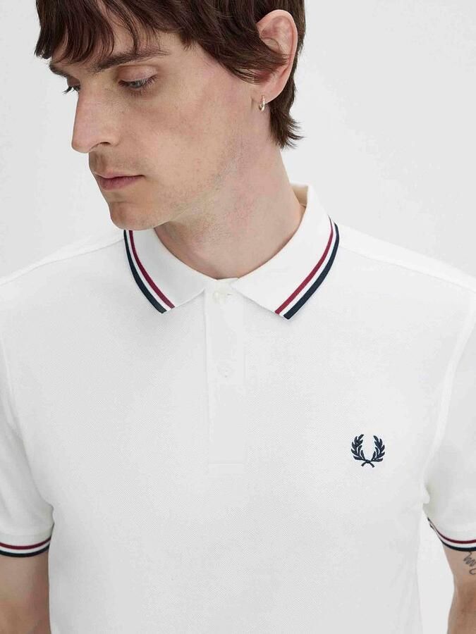 Fred Perry Twin Tipped Short Sleeve Polo Shirt Heren White- Heren White - Foto 2
