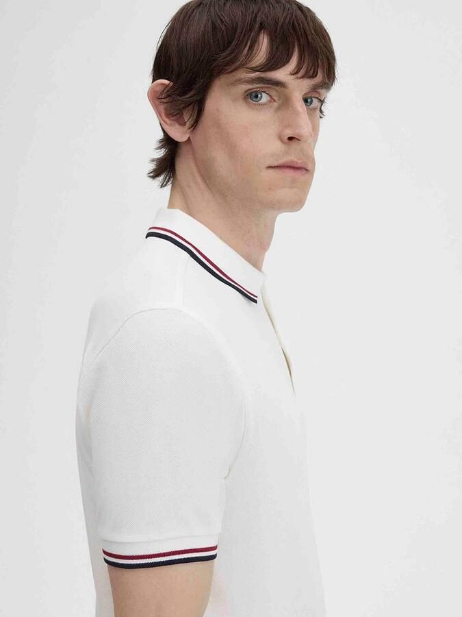 Fred Perry Twin Tipped Short Sleeve Polo Shirt Heren White- Heren White - Foto 3