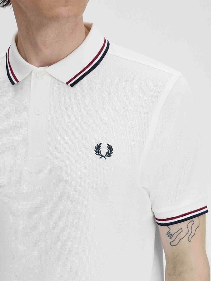 Fred Perry Twin Tipped Short Sleeve Polo Shirt Heren White- Heren White - Foto 4