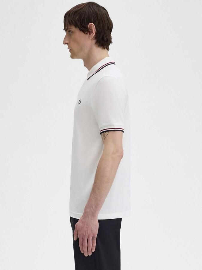 Fred Perry Twin Tipped Short Sleeve Polo Shirt Heren White- Heren White - Foto 5