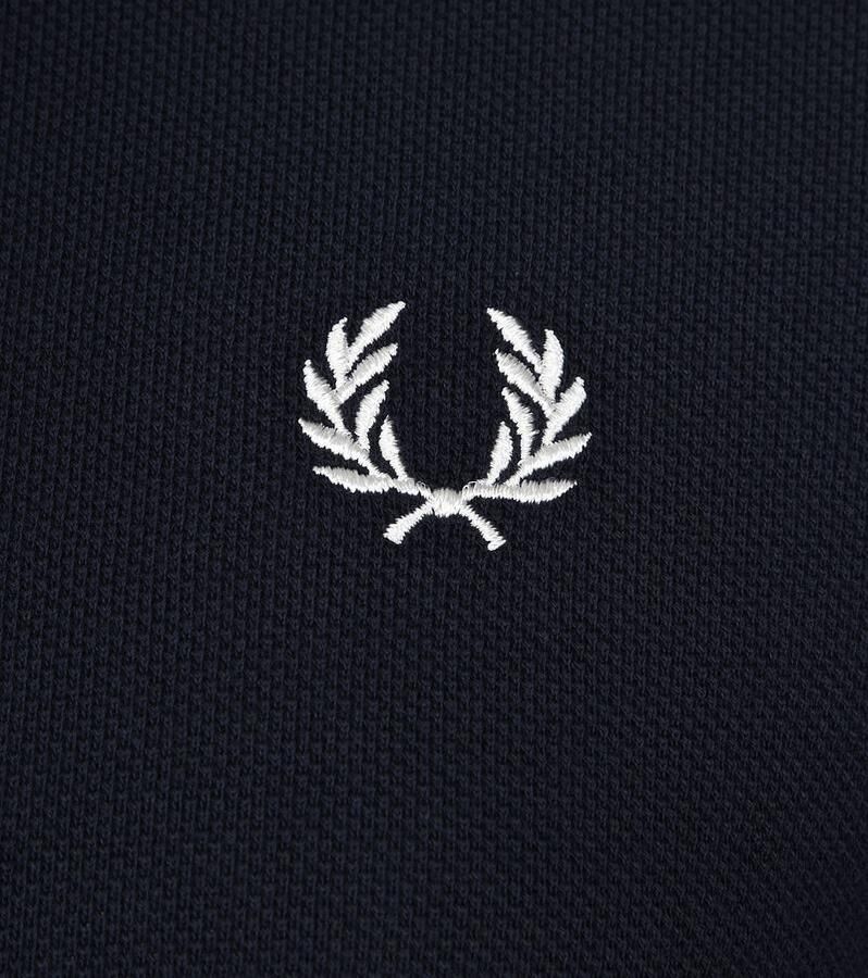 Fred Perry Polo manica corta con collo clico e polsini bordati a contrasto e logo ricamato sul petto uomo Fredperry M3600 Navy Bianco Blauw Heren