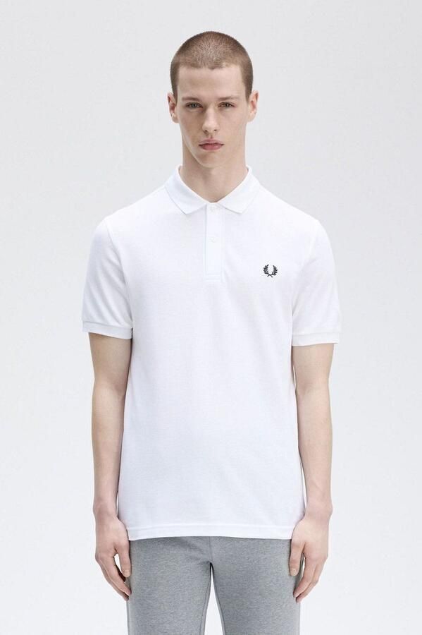 Fred Perry Origineel Enkele Streep Katoenen Poloshirt White Heren - Foto 6