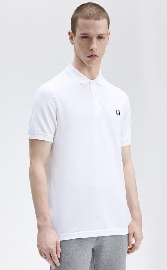 Fred Perry Origineel Enkele Streep Katoenen Poloshirt White Heren - Foto 8