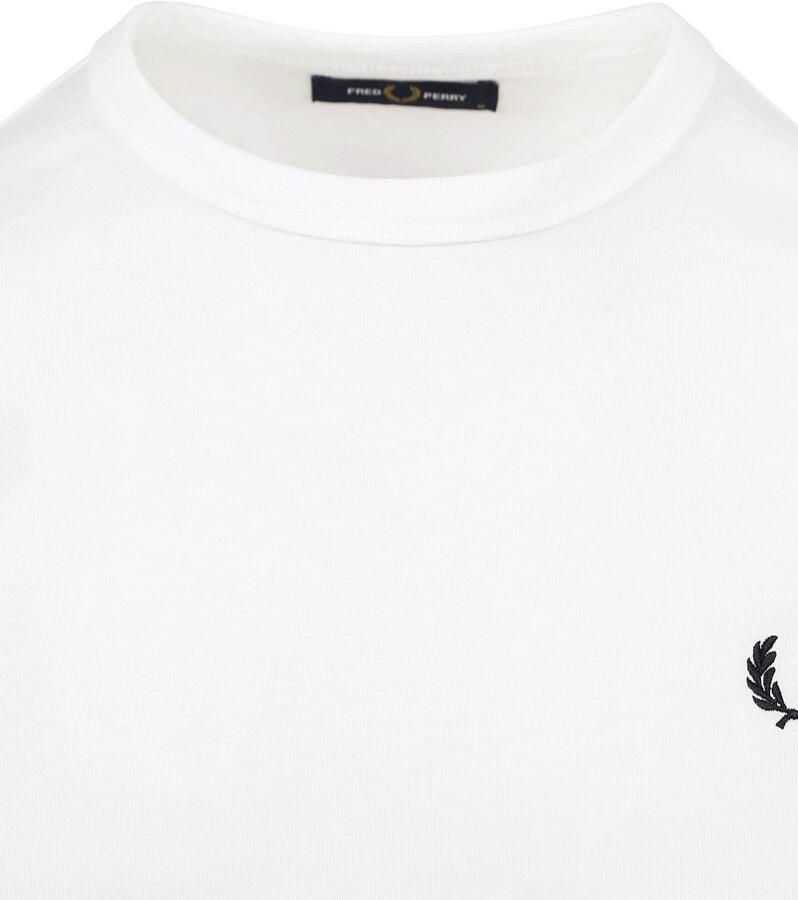 Fred Perry Sportief Katoenen T-shirt met Geribbelde Kraag White Heren