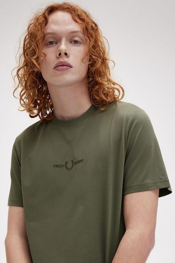 Fred Perry Geborduurd T-shirt Groene Top Green Heren - Foto 4