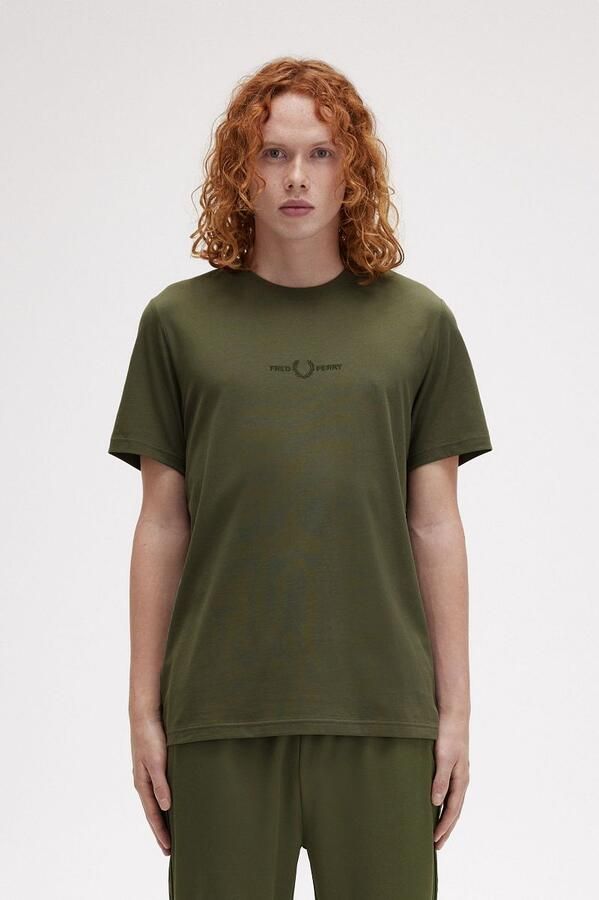 Fred Perry Geborduurd T-shirt Groene Top Green Heren - Foto 2