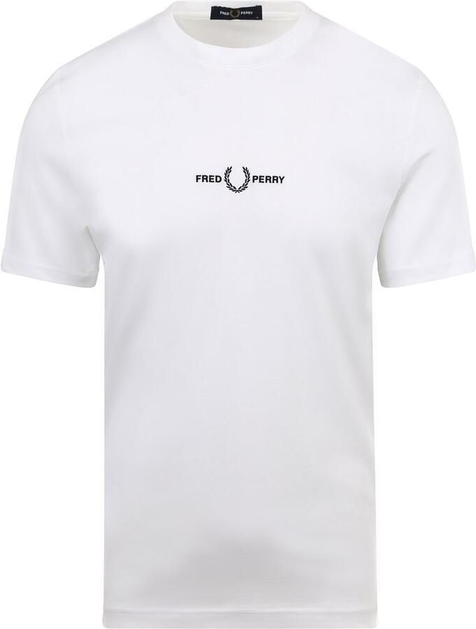 Fred Perry Geborduurd T-shirt voor moderne mannen White Heren