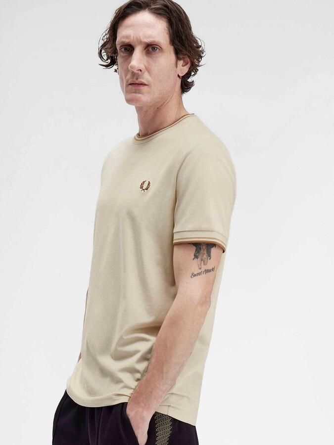 Fred Perry T-shirt Korte Mouw Twin Tipped T-shirt Beige Z53 - Foto 2