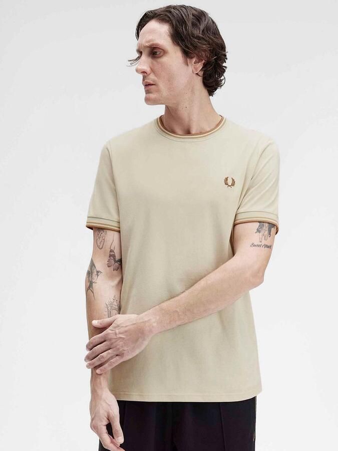 Fred Perry T-shirt Korte Mouw Twin Tipped T-shirt Beige Z53 - Foto 3