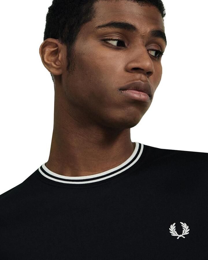 Fred Perry Klassieke dubbele streep ronde hals t-shirt Black Heren - Foto 7