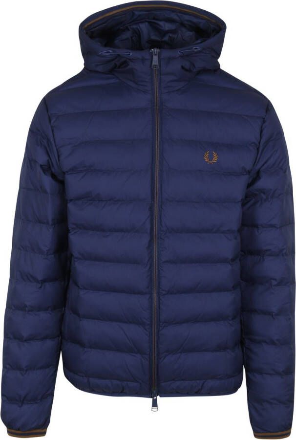 Fred Perry Thermische jas met rits en vaste capuchon Blauw Heren