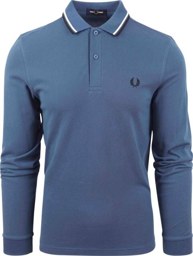 Fred Perry regular fit polo TWIN TIPPED met contrastbies blauw