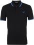Fred Perry regular fit polo Twin tipped met contrastbies black turquoise - Thumbnail 2