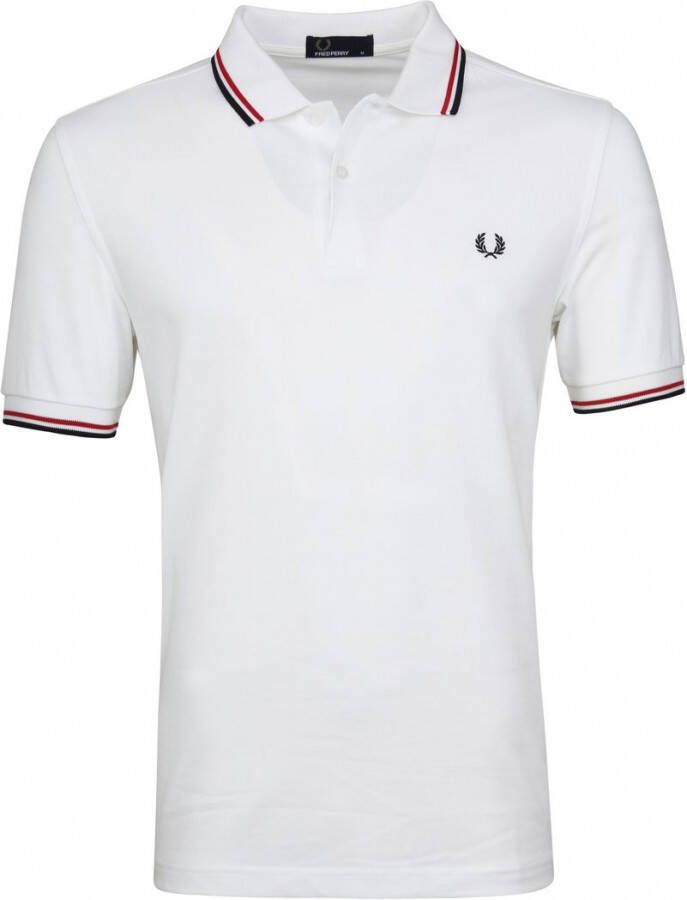 Fred Perry Twin Tipped Short Sleeve Polo Shirt Heren White- Heren White - Foto 2