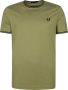 Fred Perry T-shirt TWIN TIPPED met contrastbies sage green - Thumbnail 3