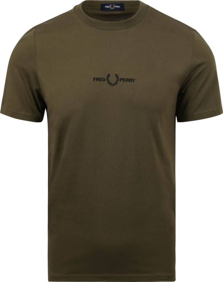 Fred Perry Stijlvol Geborduurd T-shirt voor Moderne Mannen Green Heren