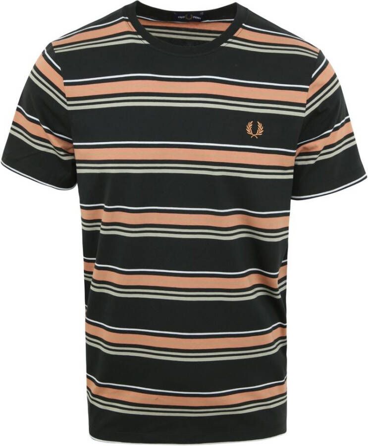 Fred Perry T-shirt M5607 Strepen Donkergroen