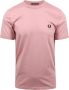 Fred Perry Heren Ringer T-shirt met Contrasterende Ribboorden Pink Heren - Thumbnail 3