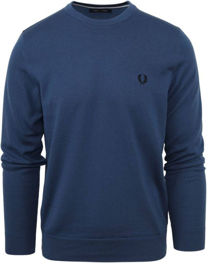 Fred Perry Trui Wol Mix Logo Blauw Heren