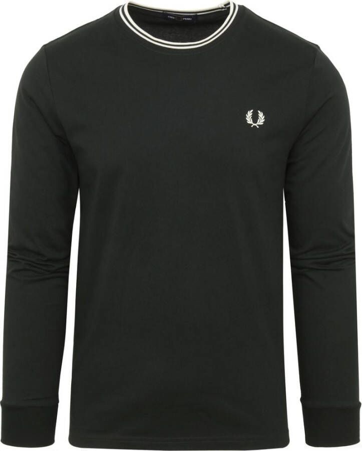 Fred Perry Twin Tipped T-shirt Lange Mouwen Donkergroen
