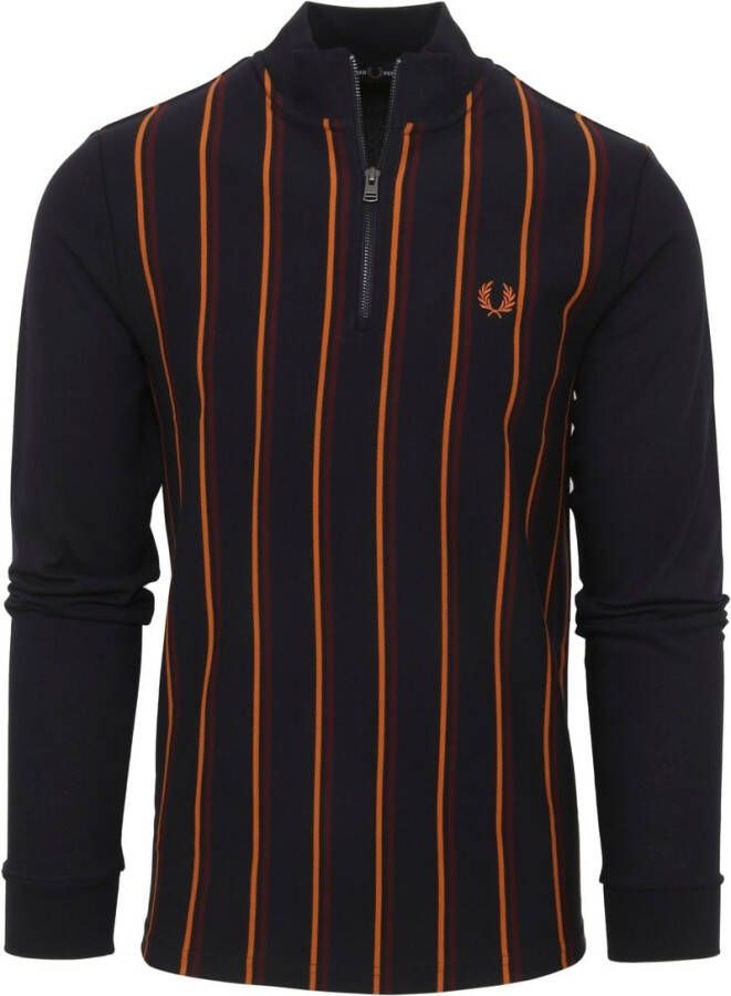 Fred Perry Half Zip Streep Donkerblauw