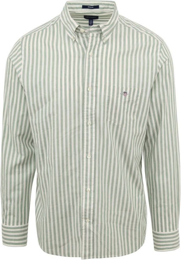 Gant casual overhemd Regular Fit groen gestreept katoen